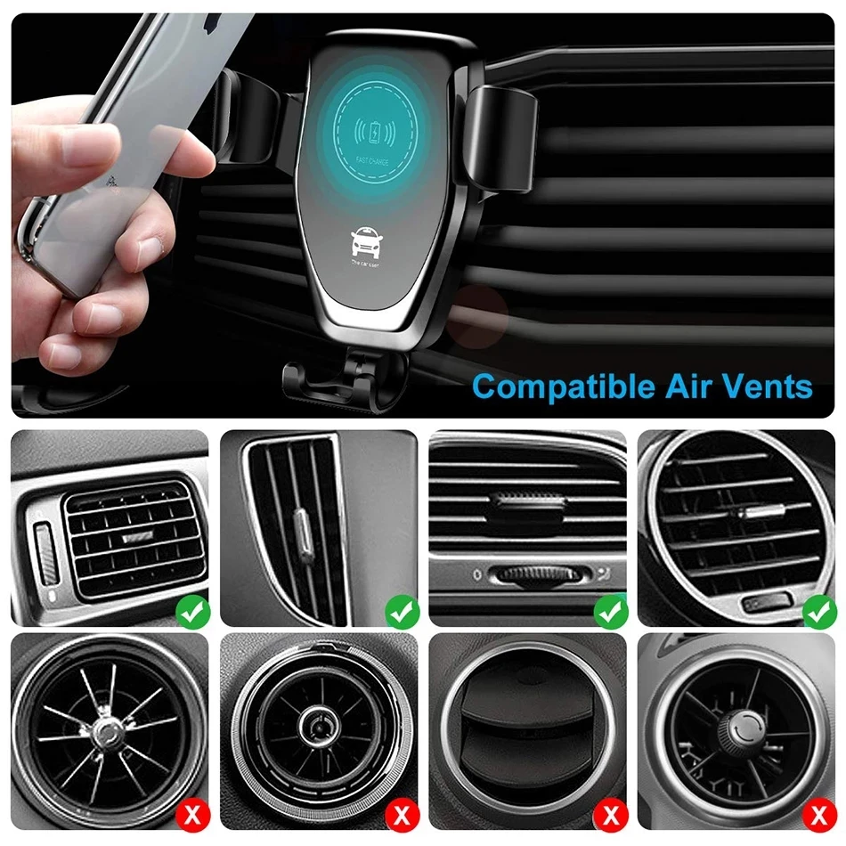 Wireless Car Charger Mount Fast Charging - VIKEFON: cargador inalámbrico para coche, soporte