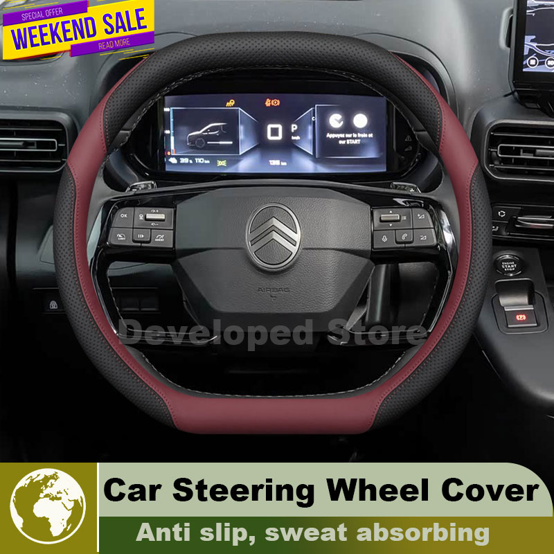 Funda de cuero para volante de - Car Steering Wheel Cover Anti Slip Breathable reseña y precio