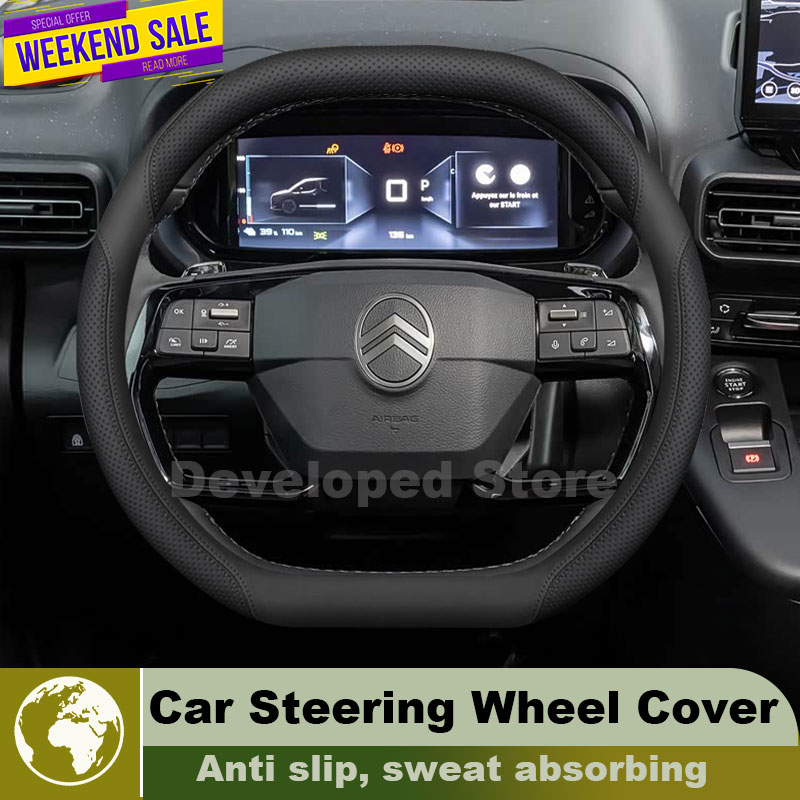 Funda de cuero para volante de - Car Steering Wheel Cover Anti Slip Breathable reseña y precio